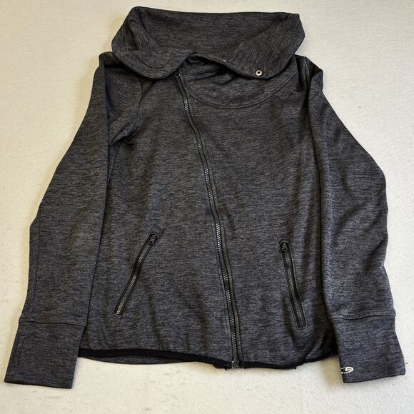 Vtg Champion Duo Dry Jacket Womens Small Gray Cowl Neck Angle Zip Jersey Shacket - Picture 1 of 8